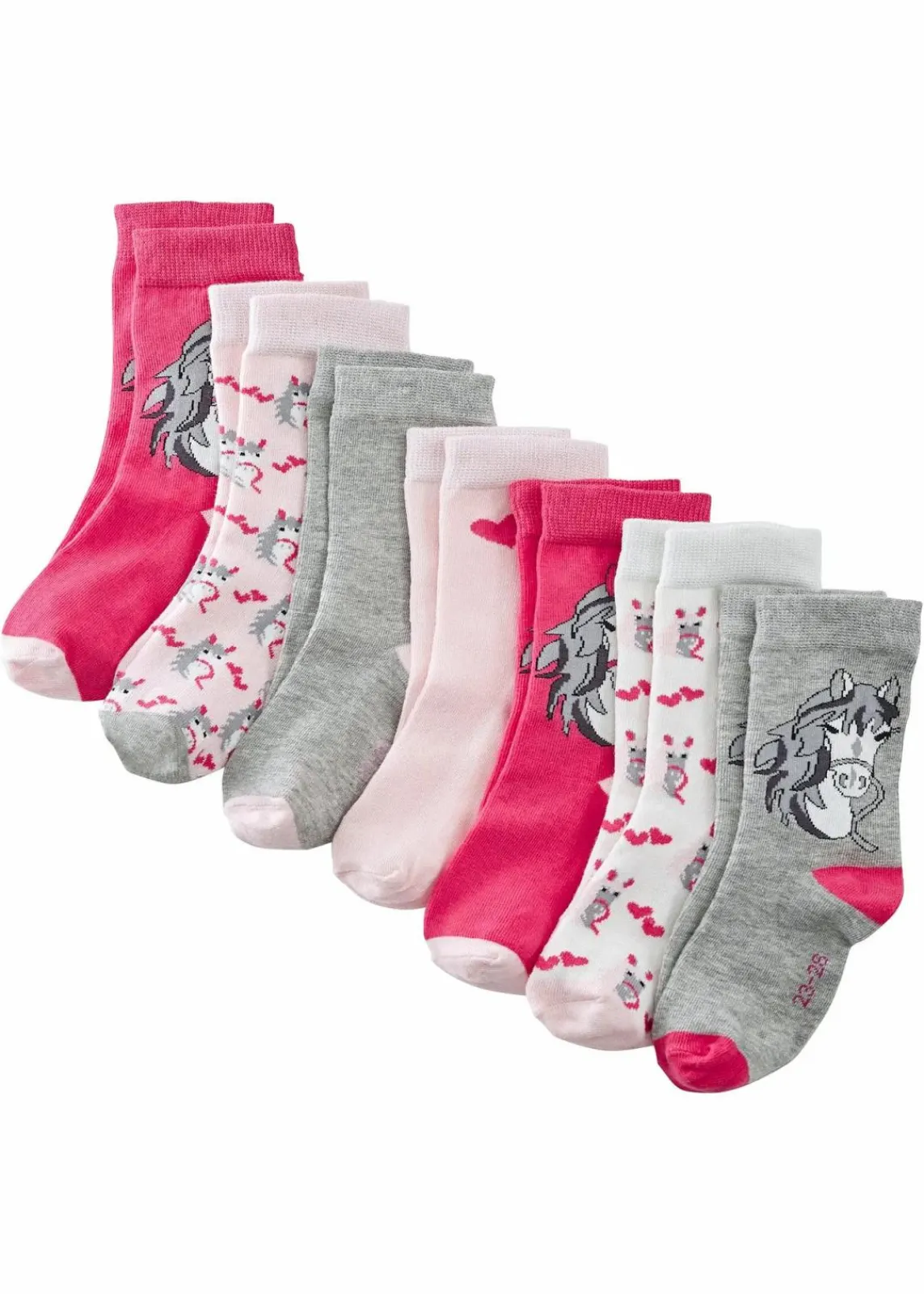 bonprix Mehrfachpacks|Mädchen·Strümpfe|Kinder Socken mit Bio-Baumwolle (7er Pack) rosa/hellgrau meliert