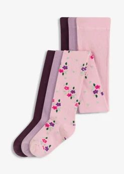 bonprix Mehrfachpacks|Mädchen·Strümpfe|Kinderstrumpfhose (3er Pack) aschrosa + matt violett + weinrot