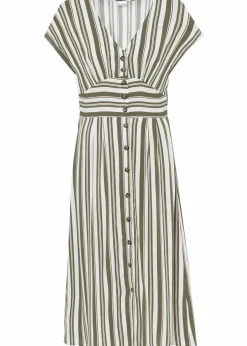 bonprix Bekleidung·Pullover & Strickjacken|Kleider|Kleid oliv/weiß gestreift