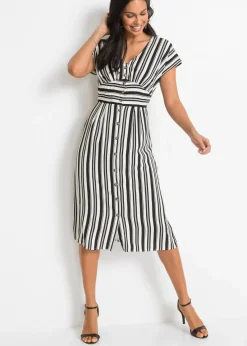 bonprix Nachhaltigere Materialien|Kleider|Kleid schwarz/weiß gestreift