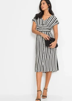 bonprix Nachhaltigere Materialien|Kleider|Kleid schwarz/weiß gestreift
