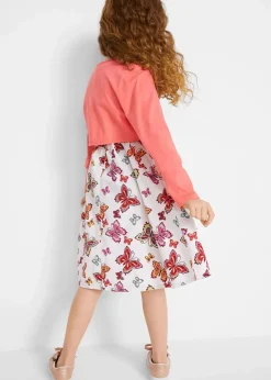 bonprix Mädchen 9-16 Jahre·Kleider & Jumpsuits|Kleid + Gürtel + Bolero (3-tlg. Set) weiß/hellpink