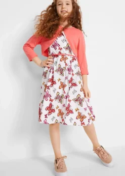 bonprix Mädchen 9-16 Jahre·Kleider & Jumpsuits|Kleid + Gürtel + Bolero (3-tlg. Set) weiß/hellpink