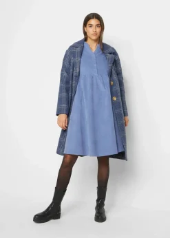 bonprix Bekleidung·Pullover & Strickjacken|Kleider|Kleid aus Baumwollcord mattblau