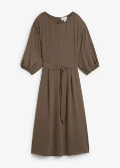 bonprix Kleider|Bekleidung·Pullover & Strickjacken|Kleid aus Crinkleware lehmbraun