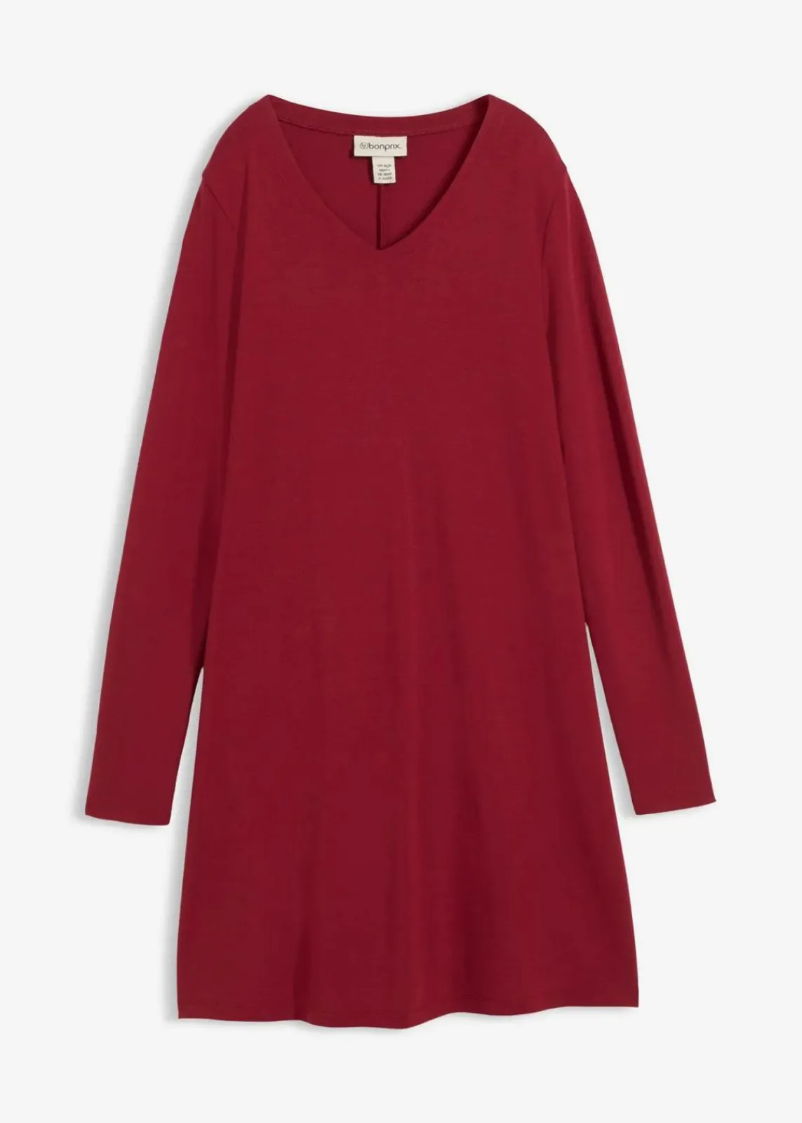 bonprix Bekleidung·Pullover & Strickjacken|Kleider|Kleid aus fließendem Viskose-Mix pflaumenrot