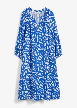 bonprix Kleider|Bekleidung·Pullover & Strickjacken|Kleid aus fließender Viskose arktikblau bedruckt