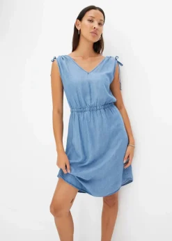 bonprix Bekleidung·Pullover & Strickjacken|Kleider|Kleid aus glattem Lyocell blau denim