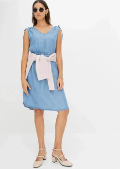 bonprix Bekleidung·Pullover & Strickjacken|Kleider|Kleid aus glattem Lyocell blau denim