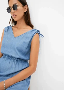 bonprix Bekleidung·Pullover & Strickjacken|Kleider|Kleid aus glattem Lyocell blau denim