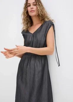 bonprix Kleider|Bekleidung·Pullover & Strickjacken|Kleid aus glattem Lyocell schwarz denim