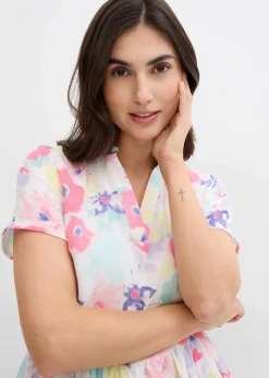 bonprix Bekleidung·Pullover & Strickjacken|Kleid aus Musselin bunt geblümt