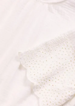 bonprix Bekleidung·Pullover & Strickjacken|Kleider|Kleid aus Musselin mit Lochstickerei wollweiß