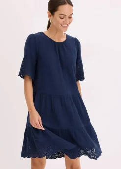 Kleid aus Musselin mit Lochstickerei|bonprix Clearance