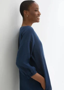 bonprix Bekleidung·Pullover & Strickjacken|Premium|Kleid aus reinem Leinen, 3/4 Arm dunkelblau