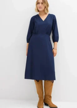 bonprix Bekleidung·Pullover & Strickjacken|Kleider|Kleid aus reiner Baumwolle dunkelblau