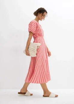 bonprix Bekleidung·Pullover & Strickjacken|Kleider|Kleid aus reiner Baumwolle hellpink/hellsand
