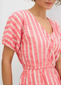 bonprix Bekleidung·Pullover & Strickjacken|Kleider|Kleid aus reiner Baumwolle hellpink/hellsand