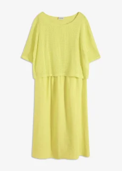 bonprix Bekleidung·Pullover & Strickjacken|Kleider|Kleid in 2 in 1 Optik zitrusgelb