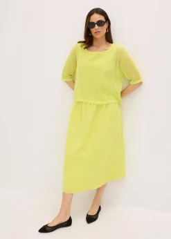 bonprix Bekleidung·Pullover & Strickjacken|Kleider|Kleid in 2 in 1 Optik zitrusgelb