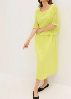 bonprix Bekleidung·Pullover & Strickjacken|Kleider|Kleid in 2 in 1 Optik zitrusgelb