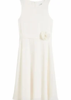 bonprix Mädchen 9-16 Jahre·Kleider & Jumpsuits|Kleid mit Blumen-Applikation wollweiß