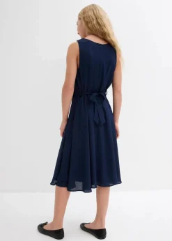 bonprix Mädchen 9-16 Jahre·Kleider & Jumpsuits|Kleid mit Blumen-Applikation wollweiß