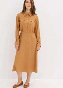 bonprix Bekleidung·Pullover & Strickjacken|Kleider|Kleid mit Hemdkragen haselnuss