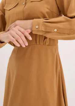 bonprix Bekleidung·Pullover & Strickjacken|Kleider|Kleid mit Hemdkragen haselnuss