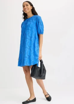bonprix Kleider|Kleid mit Lochstickerei gletscherblau