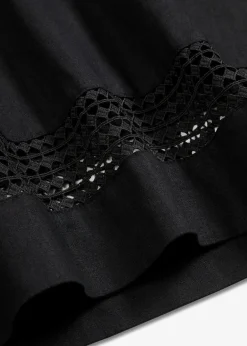 bonprix Bekleidung·Pullover & Strickjacken|Kleider|Kleid mit Spitzeneinsatz schwarz