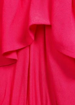 bonprix Bekleidung·Pullover & Strickjacken|Kleider|Kleid mit Volants aus strukturierter Viskose magentapink