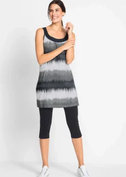 bonprix Bekleidung·Kleider|Hosen|Kleid+Capri-Leggings (2-tlg. Set) schwarz graphisch bedruckt