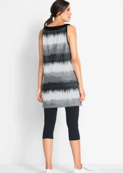 bonprix Bekleidung·Kleider|Hosen|Kleid+Capri-Leggings (2-tlg. Set) schwarz graphisch bedruckt