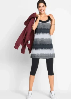 bonprix Bekleidung·Kleider|Hosen|Kleid+Capri-Leggings (2-tlg. Set) schwarz graphisch bedruckt