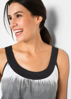 bonprix Bekleidung·Kleider|Hosen|Kleid+Capri-Leggings (2-tlg. Set) schwarz graphisch bedruckt