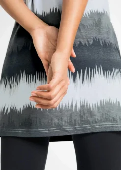 bonprix Bekleidung·Kleider|Hosen|Kleid+Capri-Leggings (2-tlg. Set) schwarz graphisch bedruckt