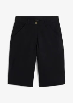 bonprix Bekleidung·Outdoorbekleidung|Bekleidung·Kleider|Knielange Baumwoll-Bermuda mit Utility-Details schwarz