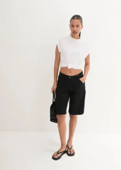 bonprix Bekleidung·Outdoorbekleidung|Bekleidung·Kleider|Knielange Baumwoll-Bermuda mit Utility-Details schwarz