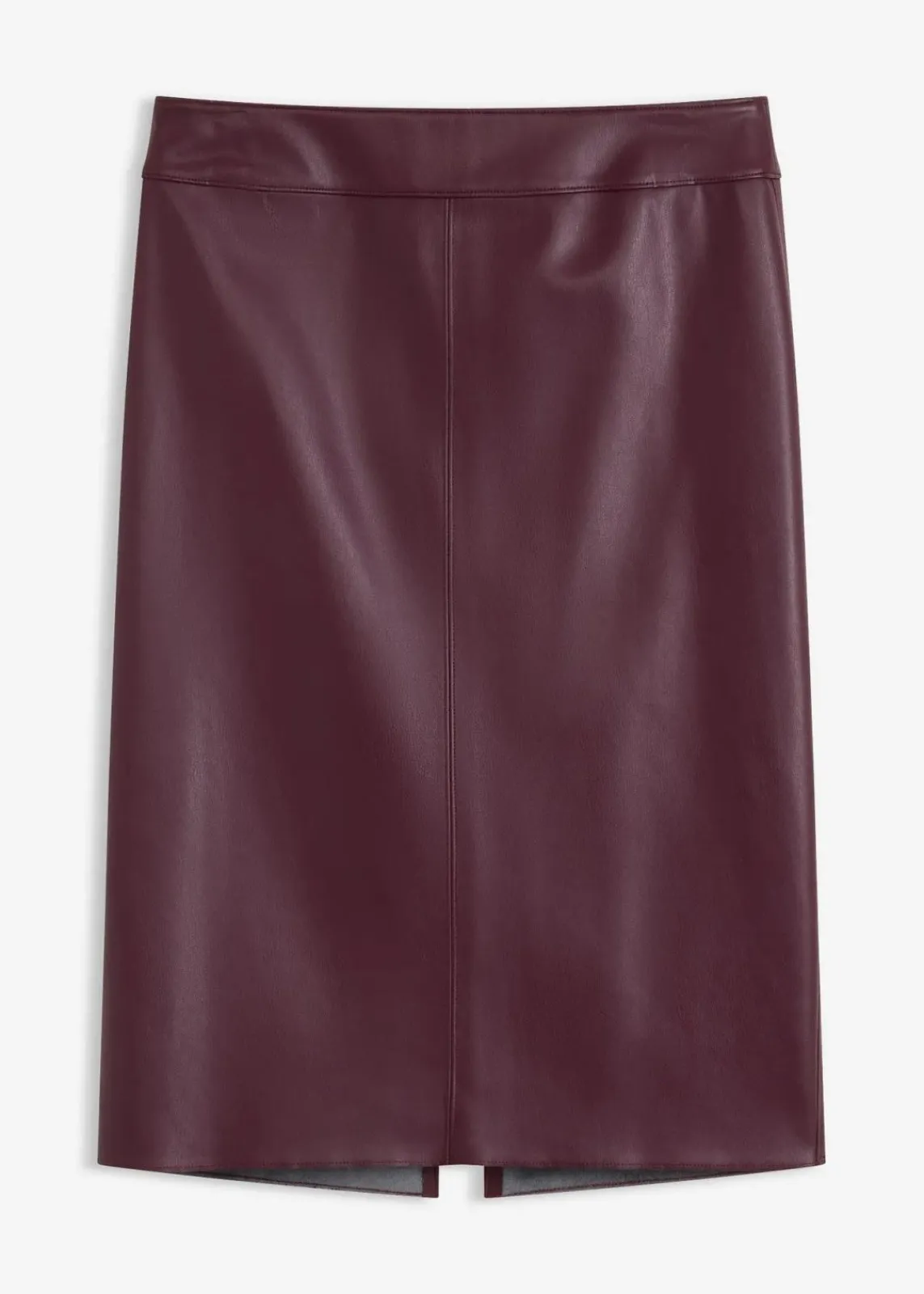 bonprix Bekleidung·Sportbekleidung|Röcke|Knielanger Lederimitat-Rock mit figurbetonter Passform weinrot