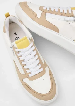 bonprix Sneaker|Komfortschuhe|Komfort Sneaker weiß/hellsand/hellgelb