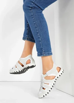 bonprix Komfortschuhe|Sommerschuhe|Komfort-Trekkingsandalen mit Profilsohle weiß