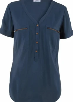 Kurzarmbluse aus fließender Viskose|bonprix New