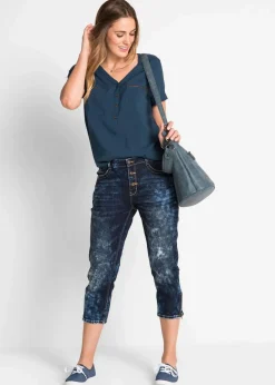 Kurzarmbluse aus fließender Viskose|bonprix New