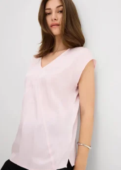 Kurzarmbluse aus glänzendem Satin|bonprix Best