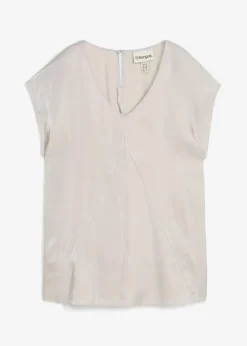 Kurzarmbluse aus glänzendem Satin|bonprix Hot