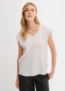 Kurzarmbluse aus glänzendem Satin|bonprix Hot