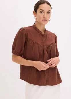 Kurzarmbluse aus luftigem Musselin|bonprix Discount