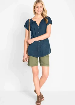 Kurzarmbluse aus reiner Baumwolle|bonprix Sale