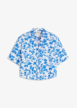 bonprix Bekleidung·Jacken & Mäntel|Blusen & Tuniken|Kurzarmbluse aus softem Viskose-Mix weiß bedruckt